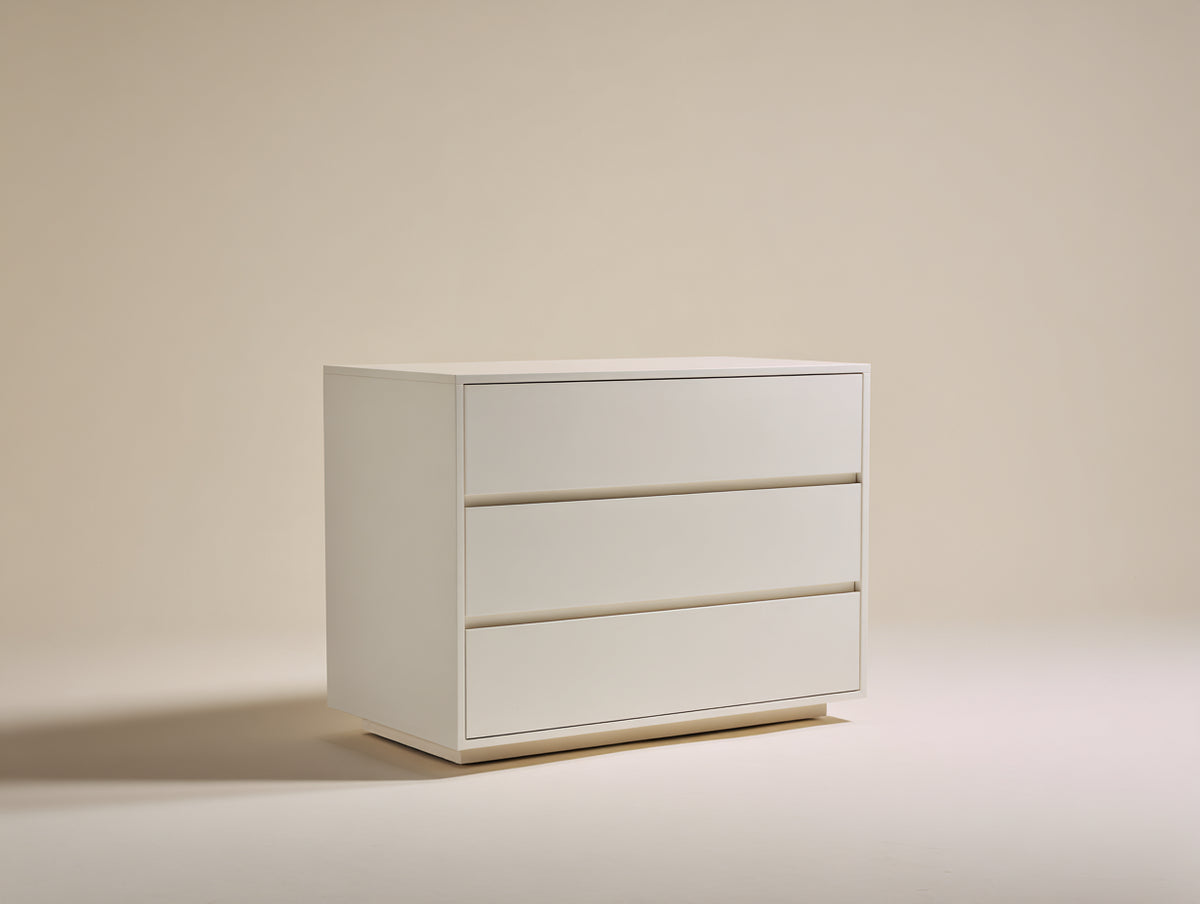 Commode - bois - 100x42x82 cm - blanc - style minimaliste contemporain