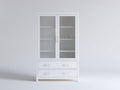Bibliothèque - bois-verre-métal - 92x39x168 cm - blanc - style moderne