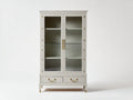 Bibliothèque - bois-verre-métal - 100x42x185 cm - gris clair - style classique