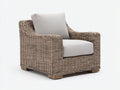 Fauteuil de jardin - rotin tressé-tissu - 89x87x82 cm - taupe naturel-écru - style rustique contemporain