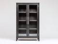 Bibliothèque - bois-verre-métal - 98x40x174 cm - brun foncé - style contemporain