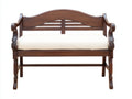 Banc de jardin - Bois-Tissu - 145 x 60 x 88 cm - Brun foncé-Crème - Style classique sculpté
