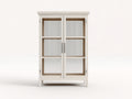 Bibliothèque - bois-verre-métal - 94x39x172 cm - blanc cassé - style rustique épuré
