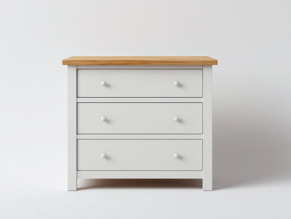 Commode - bois - 95x43x100 cm - blanc-marron - style campagne moderne