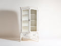 Bibliothèque - bois-verre - 90x40x180 cm - blanc - style classique