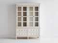 Bibliothèque - bois-verre - 145x45x205 cm - blanc - style classique