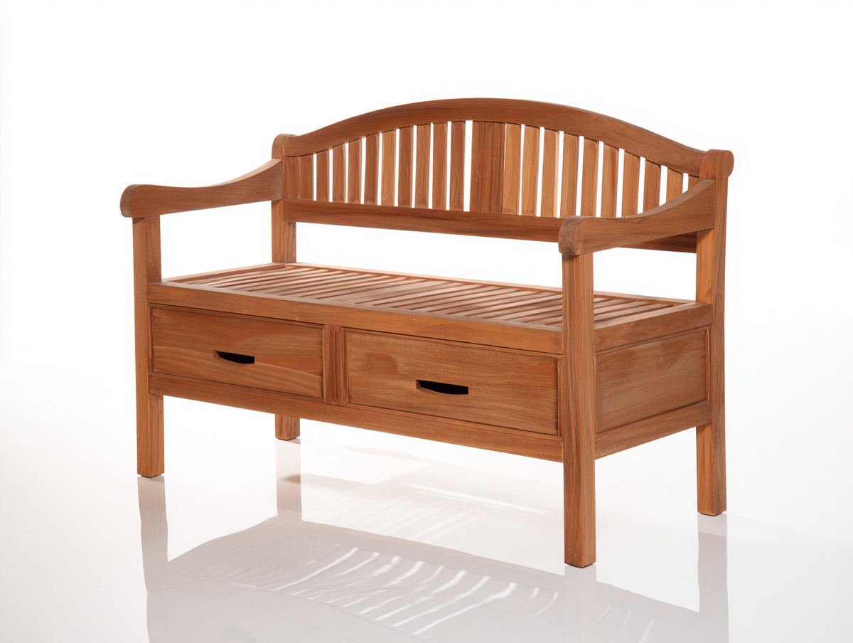Banc de jardin - Bois - 128 x 58 x 88 cm - Brun moyen - Style classique avec rangement