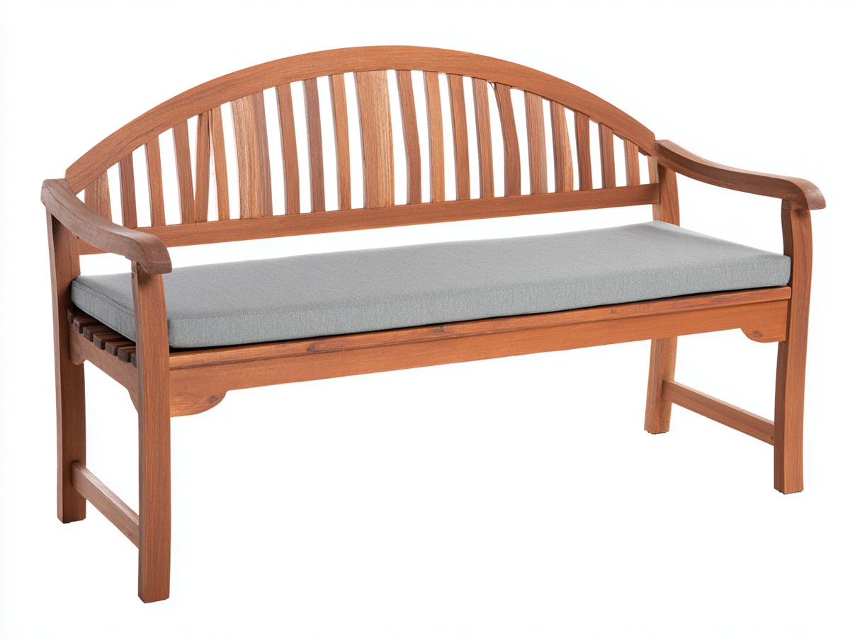 Banc de jardin - Bois-Tissu - 172 x 63 x 92 cm - Brun miel-Gris - Style classique