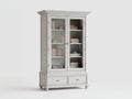 Bibliothèque - bois-verre-métal - 112x44x192 cm - blanc - style classique