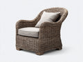 Fauteuil de jardin - rotin tressé-tissu - 90x94x101 cm - taupe naturel-beige clair - style enveloppant rustique