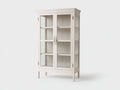 Bibliothèque - bois-verre-métal - 100x42x180 cm - blanc cassé - style rustique