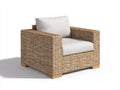 Fauteuil de jardin - rotin tressé-tissu - 86x82x78 cm - beige naturel-blanc - style minimaliste naturel