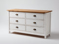Commode - bois-métal - 140x45x85 cm - blanc-marron - style campagne