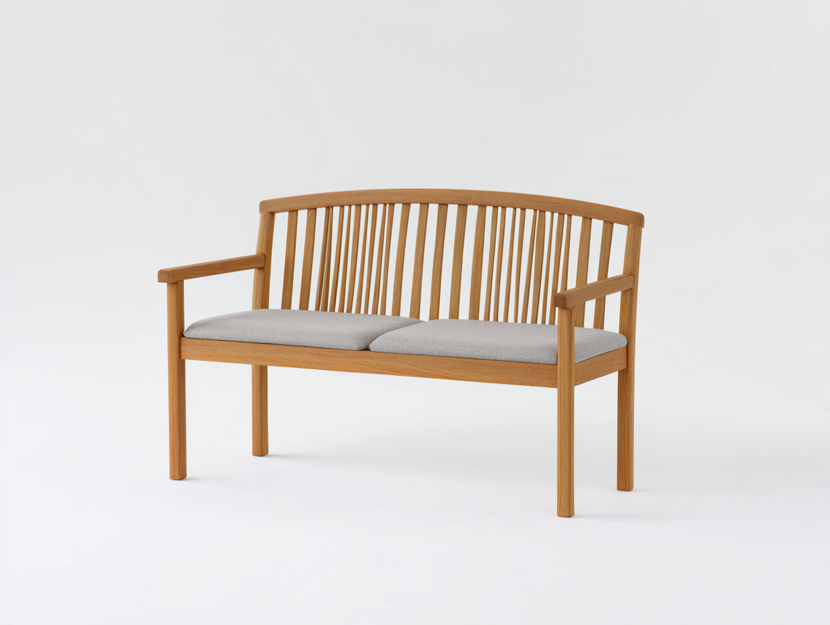 Banc de jardin - Bois-Tissu - 155 x 60 x 87 cm - Bois naturel-Gris clair - Style scandinave