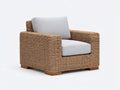 Fauteuil de jardin - rotin tressé-tissu - 89x84x79 cm - brun miel-gris clair - style contemporain épuré