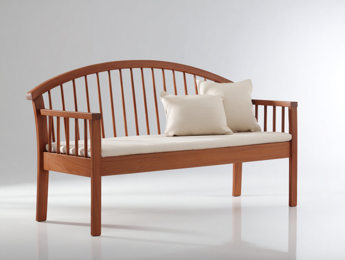 Banc de jardin - Bois-Tissu - 164 x 62 x 93 cm - Brun chaud-Crème - Style classique