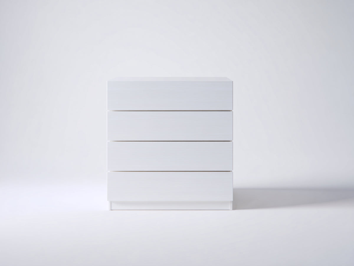 Commode - bois - 80x42x105 cm - blanc - style minimaliste contemporain