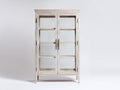 Bibliothèque - bois-verre-métal - 96x40x176 cm - blanc cassé - style rustique