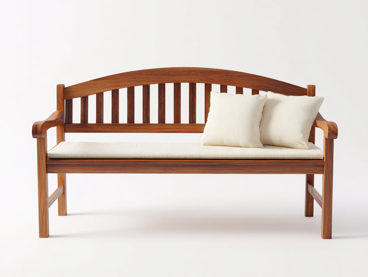 Banc de jardin - Bois-Tissu - 160 x 62 x 91 cm - Brun-Crème - Style classique