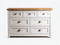 Commode - bois-métal - 150x45x88 cm - blanc-marron - style campagne