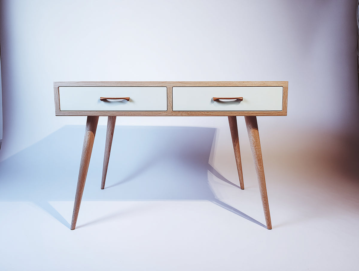Bureau - bois - 100 x 45 x 75 cm - blanc-bois naturel - style scandinave